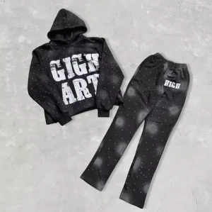 Street Mens Custom Oversized Acid Wash Loose Sweatshirt French Terry Sun Faded Rhinestone Cropped Outdoor Sports Mens Hoodie