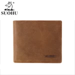 SUOHU Free Sample Vintage Custom Crazy Horse Genuine Leather Wallet Leather Man Real Leather Wallet