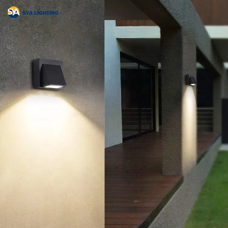 SYA-1106 Outdoor Garden Modern Weather Proof Rectangle Square Black Up And Down Light Wall Mounted Lamp