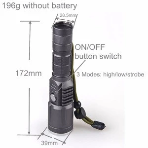 T6 tactical flashlight aluminum 1000 lumen 10W USB 18650 rechargeable led flashlight