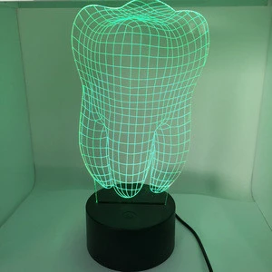 Teeth colorful night light 3D LED dental tooth shape table lamp
