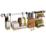 TMJ-2573 Custom  Multifunction Spice Dish Wall Mounted 304 Stainless Steel Kitchen Accessories Storage Holder Rack