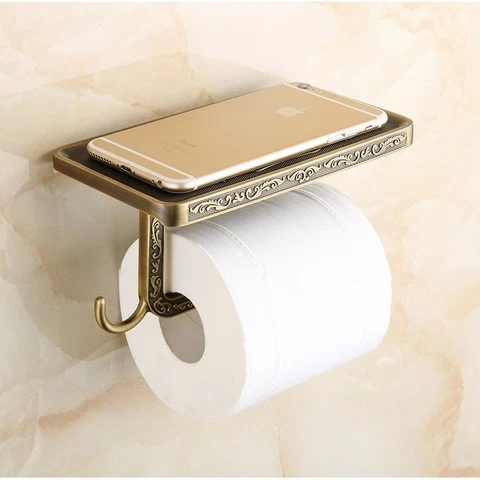 Toilet Roll Holder with Large Space Shelf for All Mobile Phone