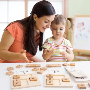 Toy Athematical Calculation Board Early Learning Math Add Subtract Multiply and Divide Wooden Counting Math Board Game Toys