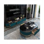 tv cabinet design Italian Living Room Furniture Set Tea Table TV Cabinet Modern Stainless Steel TV Stands
