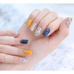 Tweed Check Glitters Gel Nail arts press on nails printer Press on Nails Custom Real gel nail wraps