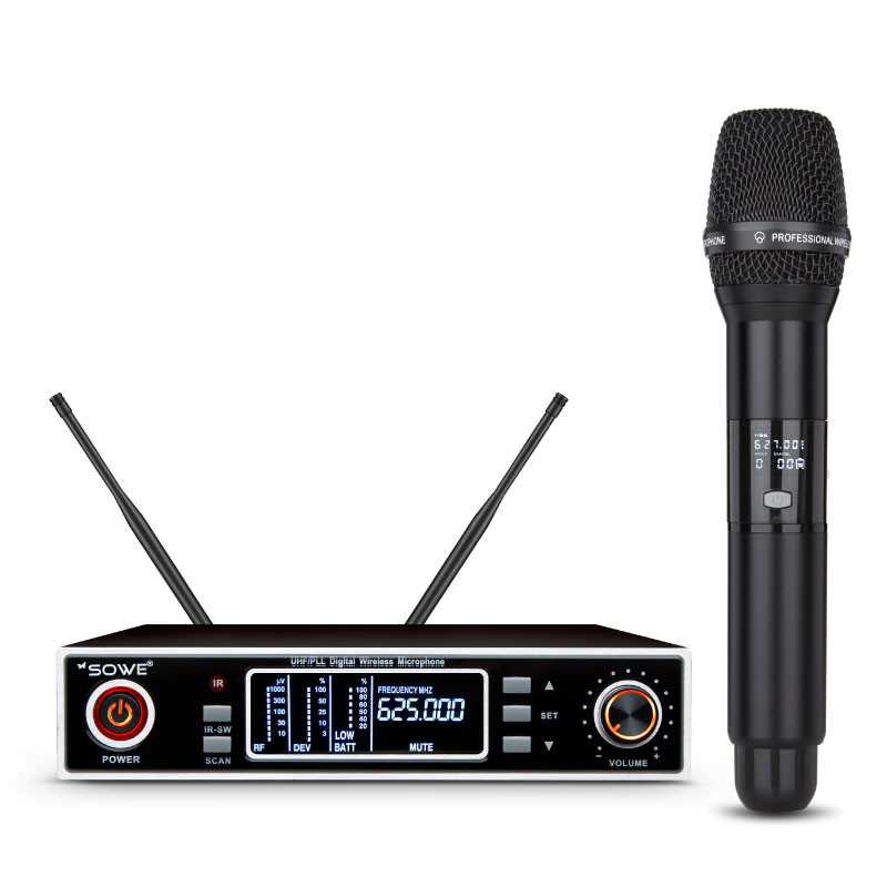 UHF PLL digital single channel wireless microphone true diversity