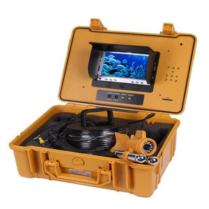 Underwater Fishing Camera Kit with 50Meters Depth Dual Lead Bar &amp; 7Inch Monitor with DVR Built-in &amp; Yellow Hard Plastics Case