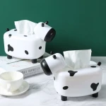 Unique design cute plastic durable cow shape 2in1 tissue box for home