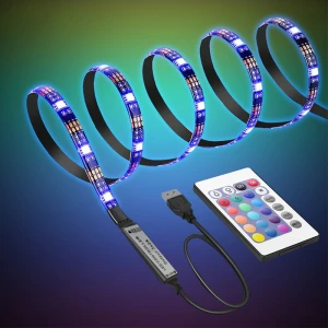 USB 6.56ft 2m waterproof Color Changing Flexible 24 Keys IR Remote Control RGB SMD 5050 30 LED Strip Light 40-60in TV backlight