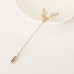 Vintage Christmas decorating Animal Deer Head Horn Elk Antler Stag Lapel Stick Pin Tie Hat Scarf Long Brooch