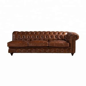 Vintage Leather Chesterfield Sectional Sofa Set