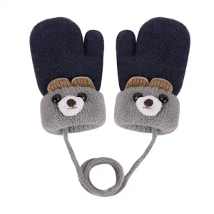 Warmer Faux Fur Plush Lining Knitting Woolen Yarn Lovely Halter Neck Hanging Wrist Mitten Gloves