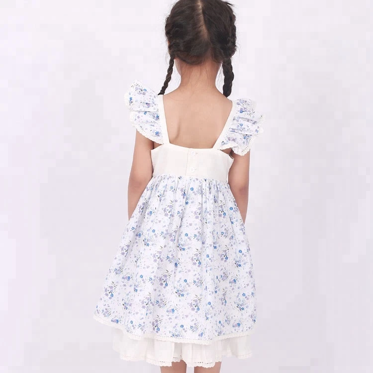 WDW remake girls casual party pinafore flower kids ruffle shoulder floral baby dress