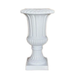 White Trumpet Shape Giant Floor Standing Vase Antique Fiber Roman Style Vases