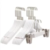 White Wood Factory Sale Hanger Clothes Percha Cabide Hanger With Flat Silver Gold Hook Wooden Hangers