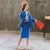 Import Wholesale autumn children clothes 100%cotton t-shirt and blue coat and Step skirt girls clothing set from China