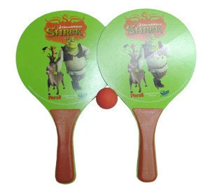 Wholesale beach toy printed custom paddle high quality wooden beach racket paddle racket for outdoor entertainment