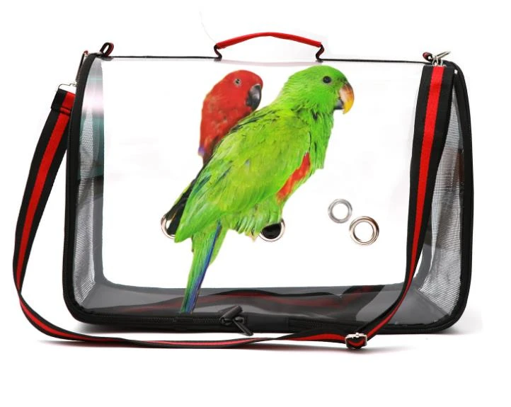 wholesale bird travel bag fully transparent with wood stand parrot carrier  easy to install&storage
