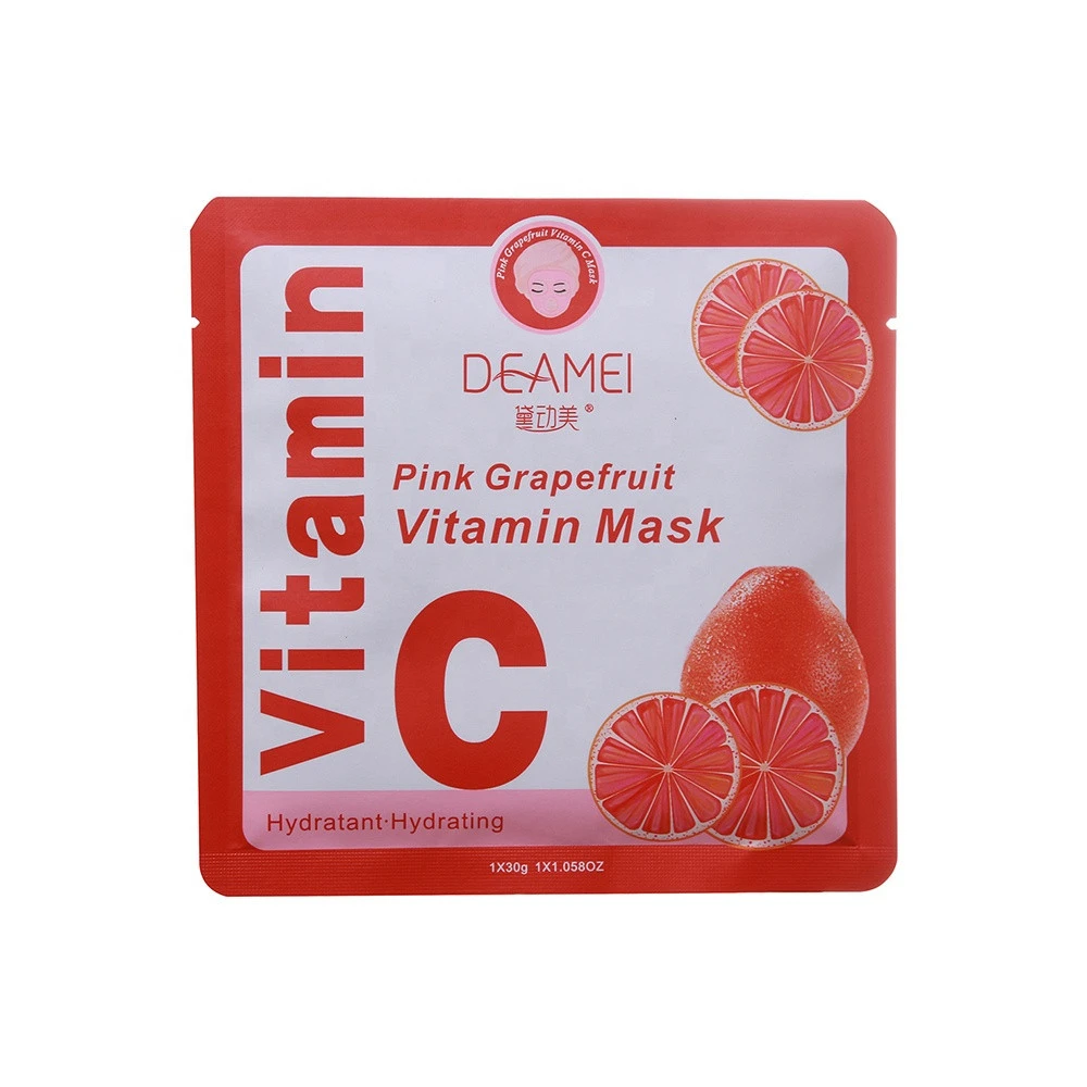 wholesale citrus grandis fruit extract vitamin c mask for brighten whitening sooth face with tencel silk fabric
