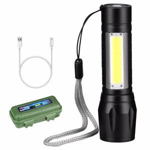 wholesale COB LED Waterproof  tactical mini Flashlight Torch Pocket Work Light for Emergency Lighting rechargeable flashlight