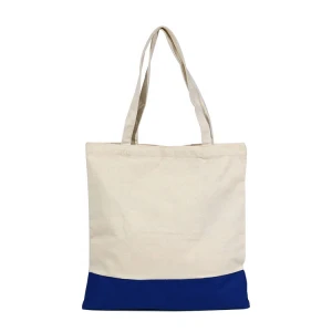 Wholesale Custom Large Two Tone Cotton Canvas Tote Bag With Inner Pocket