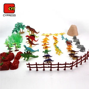 wholesale educational animal play small size dinosaur toy kids with 60pcs