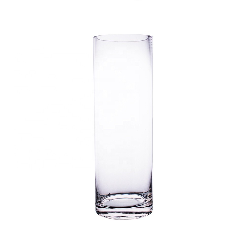 wholesale hand blown crystal Decorative cylinder glass flower vase  for Home or Wedding