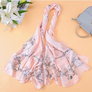 Wholesale high end printed silk shawl scarf for women stylish