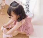 Wholesale Kids Cotton Clothes Cute Baby Girls Clothing Overall Simple Style Baby Rompers with Headband