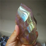 Wholesale natural hand-carved crystal polished flower pink quartz flames aura rose quartz stone