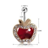 Wholesale Red Crystal Navel Belly Button Rings Kawaii Rhinestone Apple Bar Piercing Sexy Body Jewelry
