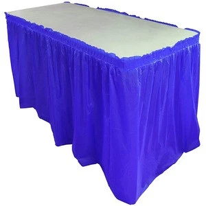 Wholesale Solid Color Ruffled Wedding Party Decorations Table Skirting Disposable Plastic Table Skirt