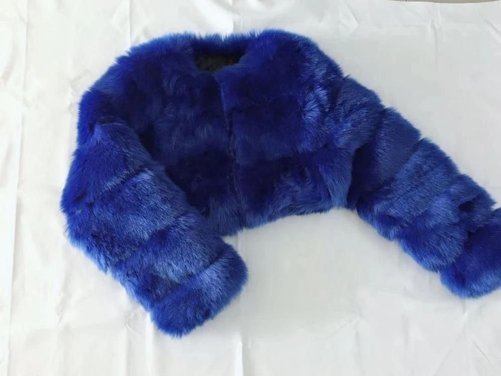 Winter artificial faux fur crop jacket new design motorcycle faux fur coats for ladies