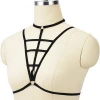 Women Girl Hollow Out Elastic Cage Bandage Strappy Halter Bra Bustier Cropped Belt Harness