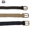 Woven Braided Genuine Leather and Fabric Casual Dress Elastic Belt for Men Brown or Black or white for jeans on stock