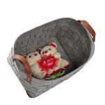 Woven felt storage basket with handle