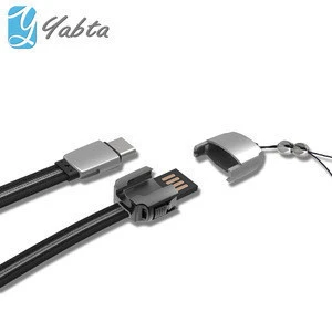Yabta Patent Design Android Phone Micro USB Lanyard Data Cable Silver Nylon Braided Mobile Phone Strap