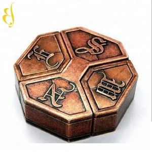 ZInc alloy Bronze plated safe magic   square tennis balls educational Intellectual puzzle toy  for kids box fun little toy