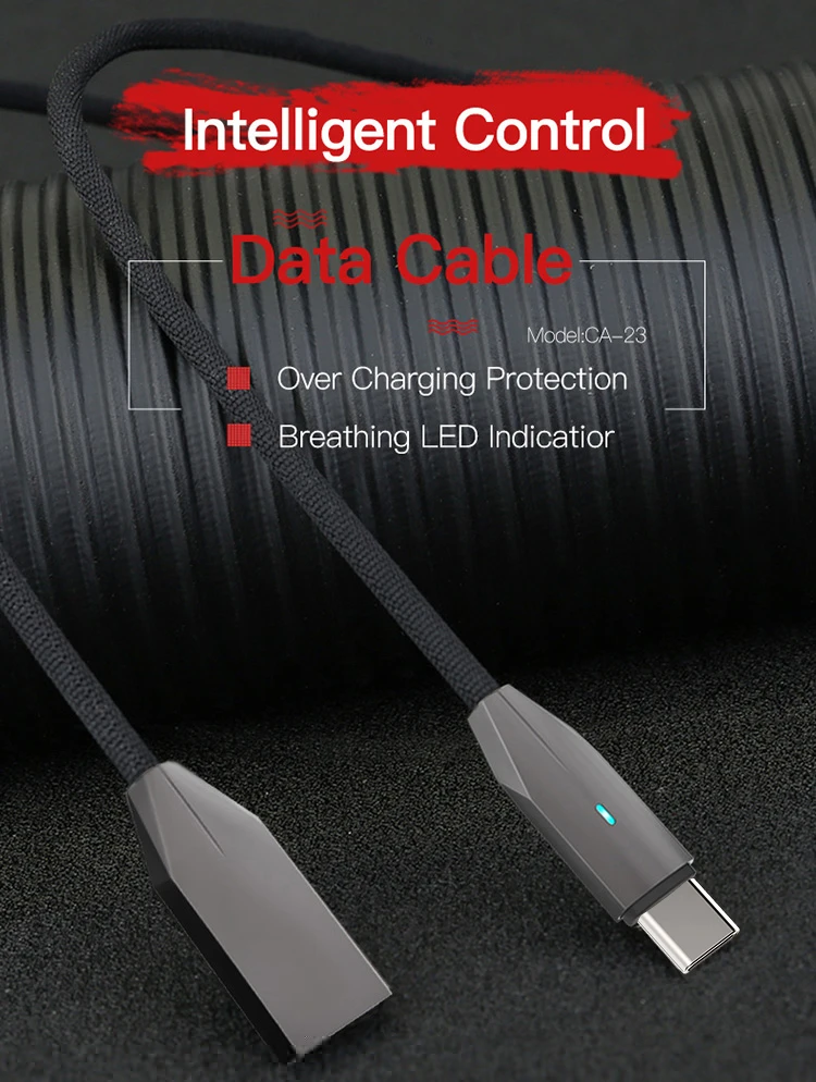 Zinc Alloy Usb Data Cable Line Mobile Phone Auto Disconnected Cable Charge For Iphone