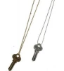Zooying Antique Bronze engrave Hand Stamped Vintage Key Charm Necklace