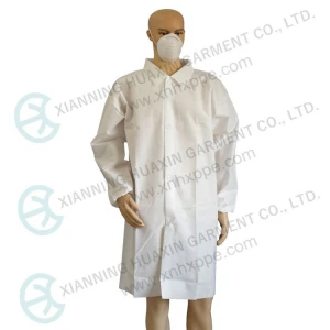 White SMS Disposable Labcoat with Single Shirt Collar