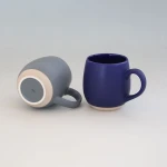 Gray Large Belly Ceramic Coffee Mug with Primary Color Base