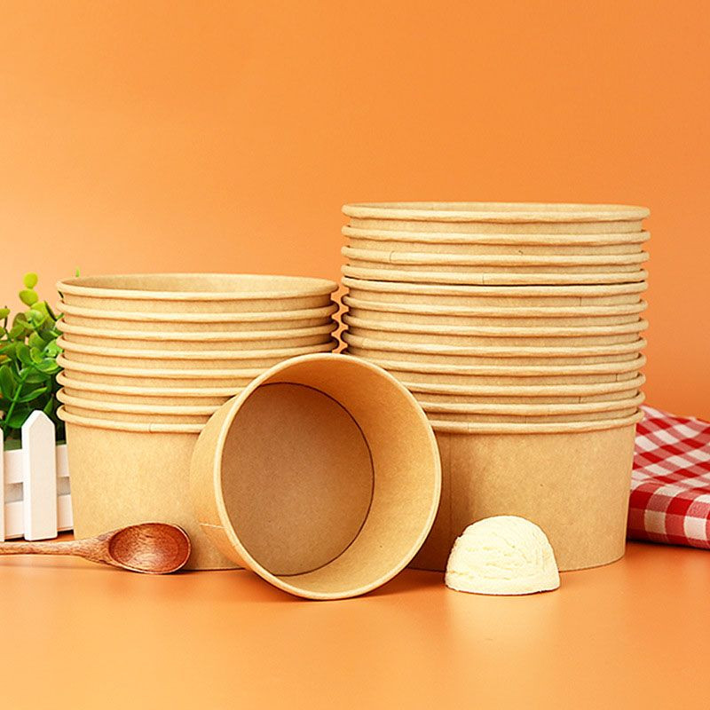 Buy Kraft Paper Bowl Thickened Disposable Bowl Wholesale Round Paper ...