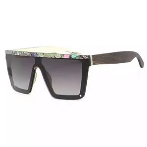 Seashell wood sunglasses oversized flat top custom logo wooden shades polarized sun glasses