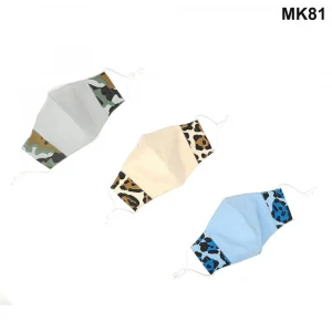 Half Leopard Print Face Shape Triple Layer Reusable/Washable/Breathable Cotton Facemask with SMMS Filter Brisas MK76