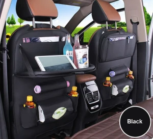 Multifunction Waterproof PU Leather Car Backseat Storage Bag With Tray