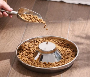 Stainless steel pet slow food bowl creative anti-choking cat bowl dog bowl