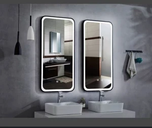 Elegant Black Rounded Corner Frame Anti-fog LED Bathroom  DINGJU Mirror with Light