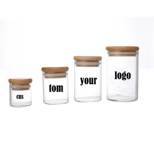 High Quality Clear Glass Spice Storage Jar With Bamboo Cork Lid